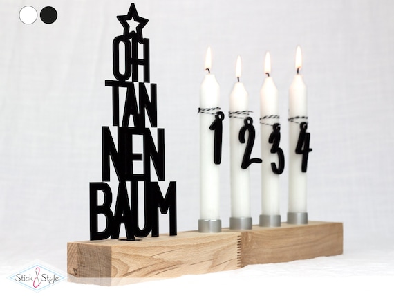Adventskranz Modern Aus Holz Kerzenhalter Set Länglich Adventsleiste Mit Kerzen Oh Tannenbaum
