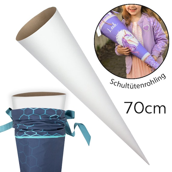 Schultüten-Rohling, weiß-grau, 70 cm, 1 Stück online kaufen