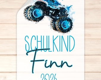 Bügelbild - Schulkind - Monstertruck - Wunschname & Wunschjahr
