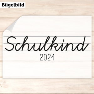 Bügelbild Schulkind Schreibschrift Wunschjahr image 1