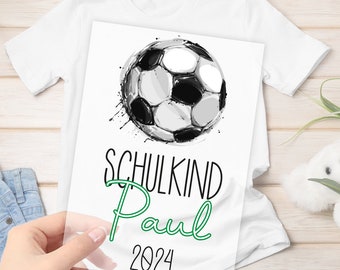 Bügelbild - Schulkind - Fußball - Wunschname & Wunschjahr