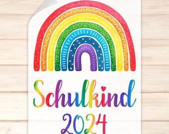 Bügelbild - Schulkind - Bunter Regenbogen - Wunschname & Wunschjahr