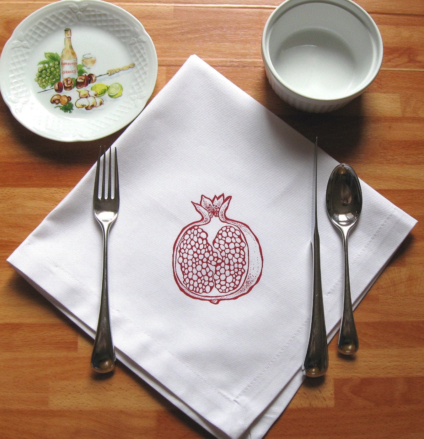 Red and White Pomegranate Dish Drying Mat, Pomegranate Kitchen Counter  Decor, 14.5x20 Inch Water Absorbent Fabric Dish Drying Pad 