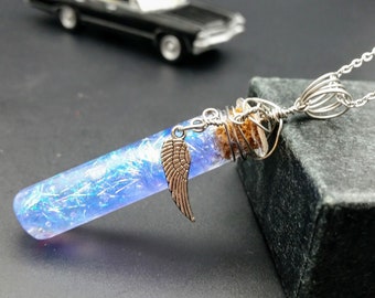 Castiel's Angel Grace Vial Necklace with Wing Charm, Supernatural Cosplay, Shellie V Jewelry