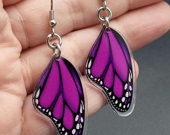Butterfly Wing Dangle Earrings with Stainless Steel French Hook, Shellie V Jewelry