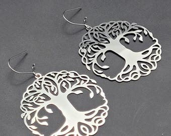 TREE OF LIFE Stainless Steel, Light Weight Earrings, Shellie V Jewelry