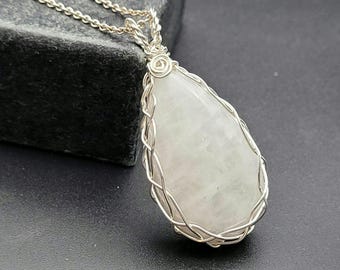 Moonstone Teardrop Necklace in Sterling Silver , Shellie V Jewelry