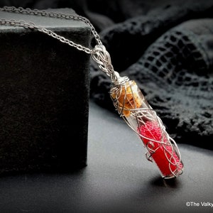 Ruby Red &quot;Vampire Blood&quot; Vial in Stainless Steel  Necklace (style 4)