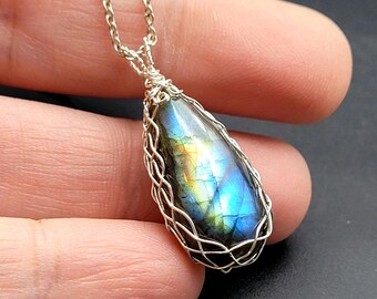 Labradorite Teardrop Pendant in Sterling Silver, Shellie V Jewelry