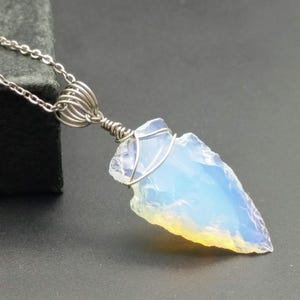 Small Opalite Arrowhead Wrapped in Stainless Steel