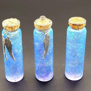 Castiel&#39;s Angel Grace Vial: Dichroic Sensory Ornament with Wing Charm