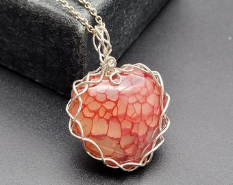 Hematology Amulet Dragons Vein Agate Sterling Silver Pendant, Shellie V Jewelry