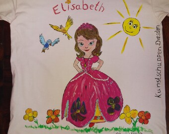 Kids-Shirt - Prinzessin - handgemalt - gr. 86 - 164 - verschiedene Farben - individualisierbar - Unikat