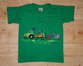 Kids-Shirt - Bauernhof - handgemalte Motive - gr. 86-164 - verschiedene Farben - individualisierbar - Unikat