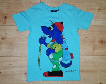 Kids-Shirt - Der Wanderer - handgemalte Motive - gr. 86-164 - verschiedene Farben - individualisierbar - Unikat