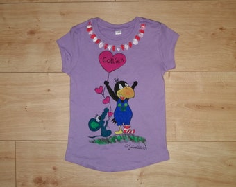 Kids-Shirt - Der Rabe - handgemalte Motive - gr. 92-122 - verschiedene Farben - individualisierbar - Unikat