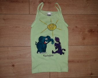 Kids-Tank Top - Elefant und Esel - handgemalt - verschiedene Größen - verschiedene Farben - individualisierbar - Unikat