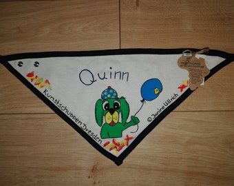 Scarf - dog and balloon - hand painted motifs - onesize - different colors - customizable - unique - for boys and girls - Bandana Bib