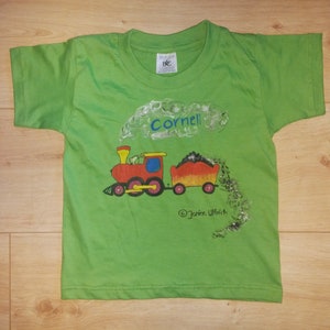 Kids-Shirt - Locomotive railroad - hand painted motives - different sizes and colors - customizable - unique