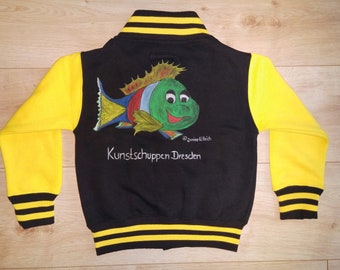 Kids-jacket-fish-hand painted-different sizes-different colors-individualized-unique