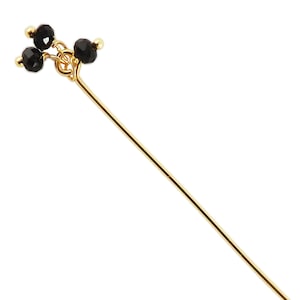 Gold Overlay 22 Gauge Head Pin Or Eye Pin With Granulated Bunch of Three 3MM Black Crystal  Quartz-1&quot;