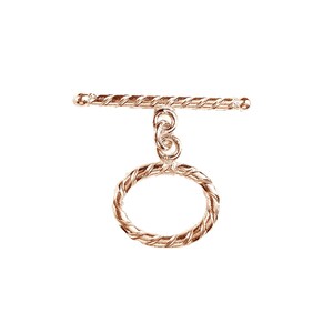 Rose Gold Overlay Simple & Elegant Twisted Wire Oval Shape Toggle 19X15MM