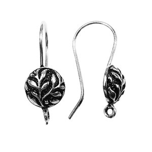 Sterling Silver Round Leaf Shape Earwire 10X21MM