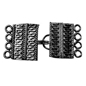 Black Rhodium Overlay Multi Strand Clasp With 4 Holes 19X12MM