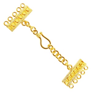 Gold Overlay Multi Strand Clasp With 5 Holes 28X9MM
