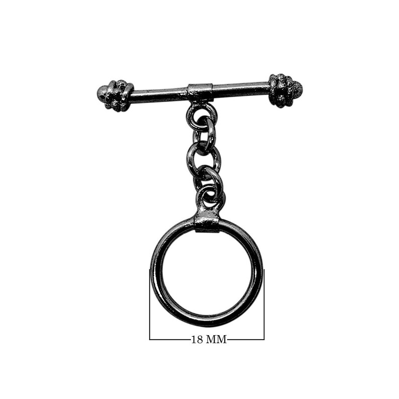 Black Rhodium Overlay Simple /& Elegant Toggle 18MM