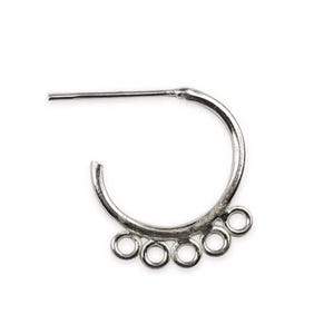Handcrafted Silver Overlay Half Hoop Earwire from India – Polished Multi Loop Circular Jewelry Component