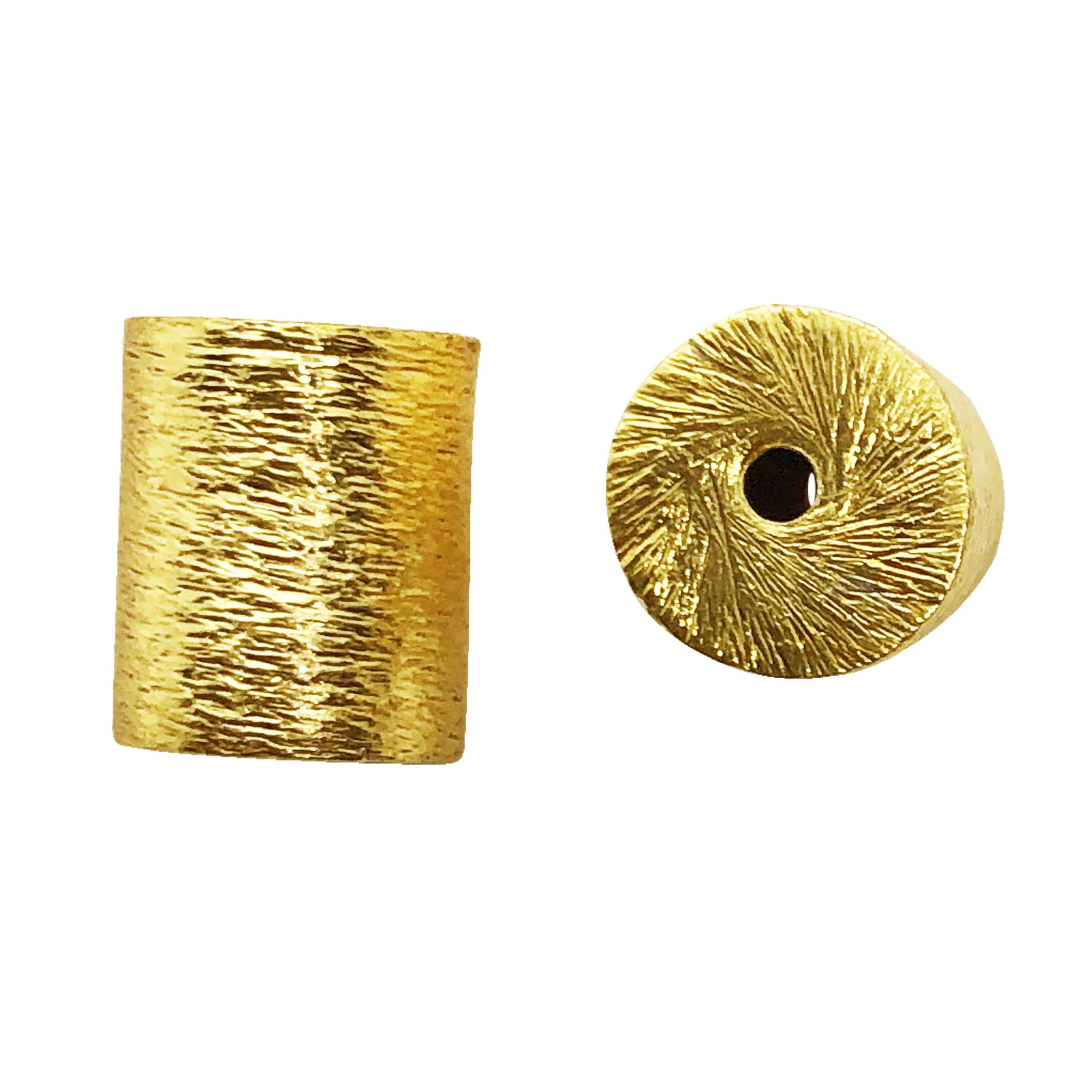 Gold Overlay Round Shape Brushed Bead 10MM
