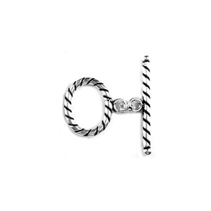 Silver Overlay Simple & Elegant  Twisted Wire Oval Shape Toggle 19X15MM