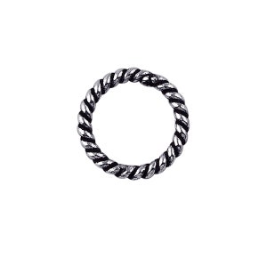 Sterling Silver Closed Jump Ring Twisted Oxidized 4MM