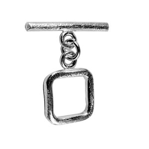 Black Rhodium Overlay Shiny Simple Square Toggle 16MM