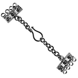 Black Rhodium Overlay Multi Strand Clasp With 4 Holes 21X7MM