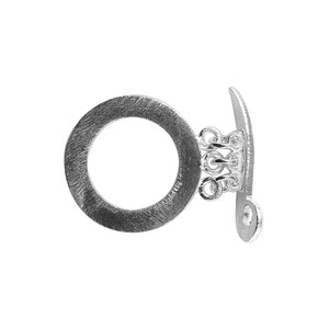 Silver Overlay Simple Round Shape Brushed Chip Ring & Sword Shap Bar Toggle 26MM