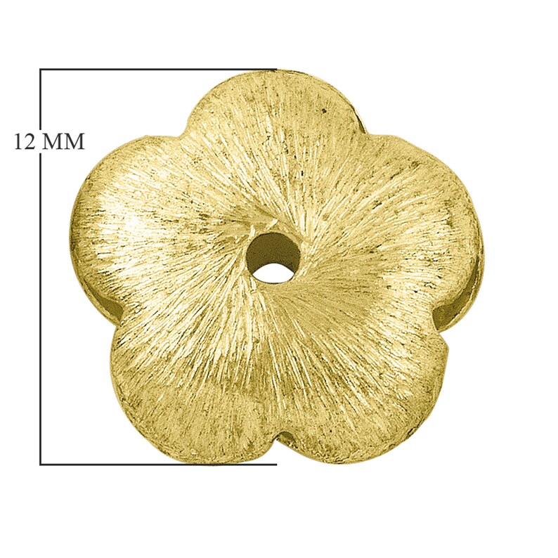 Gold Overlay Flower Shape Brushed Bead 12MM