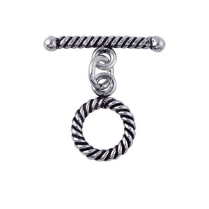 Silver Overlay Round Toggle & Bar make by twisted wire-10MM