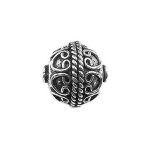 Ornate Silver Scroll Bead from India with Vintage Artisan Appeal