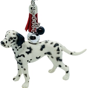 Keychain / pocket pendant Dalmatian with faux leather tassel
