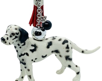 Keychain / pocket pendant Dalmatian with faux leather tassel