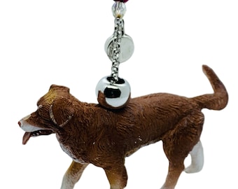 Keychain / pocket pendant Australian Shepherd with real Swarovski crystal