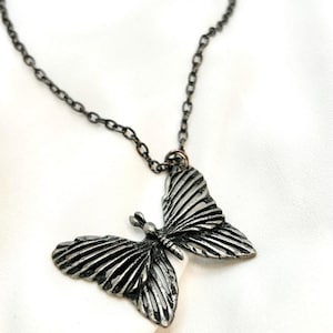 Vintage chain butterfly silver black steam punk gothic
