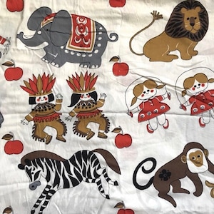 Vintage children's fabric from Sweden, vintage curtain