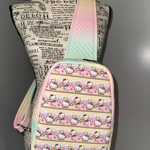 Kitty Simplistic Sling Bag, Ombre Pastel colors Sling Bag, Crossbody Bag