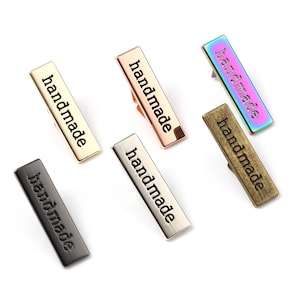 Rectangle Metal &quot;Handmade&quot; Tags, Personalized Tags for Handcrafted Crafts