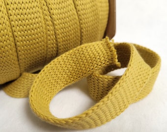 Remaining quantity 0.5 m knitted flat and hoodie cord in mustard uni Cord me Albstoffe 2 cm wide