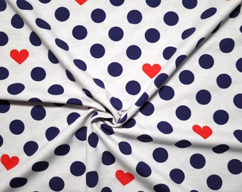 Jersey fabric with dots and hearts, by Fräulein von Julie