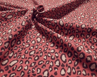 French Terry print sweat fabric Leo print rust red beige brown